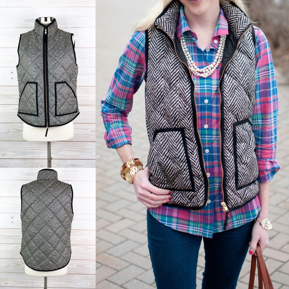 J. Crew Excursion Herringbone Puffer Vest Jacket